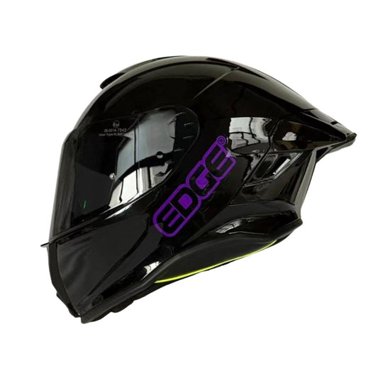 Casco EDGE Integral Shanghai Sólido Negro Logo Morado Brillante Certificación DOT I ECE