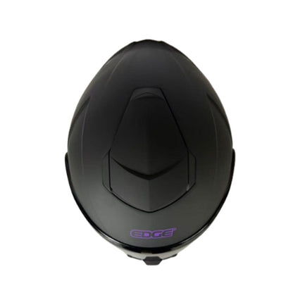 Casco EDGE Integral Shanghai Sólido Negro Logo Morado Mate Certificación DOT I ECE