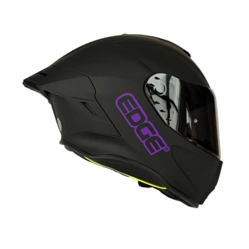 Casco EDGE Integral Shanghai Sólido Negro Logo Morado Mate Certificación DOT I ECE