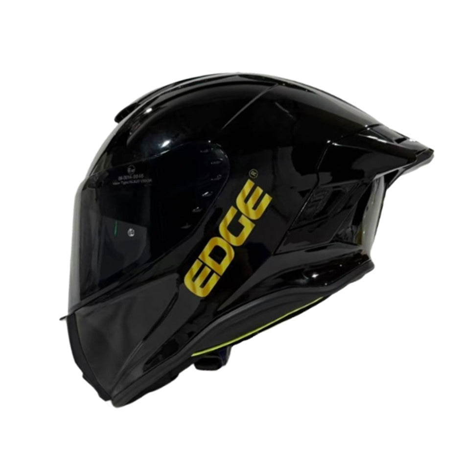 Casco EDGE Integral Shanghai Sólido Negro Logo Dorado Brillante Certificación DOT I ECE