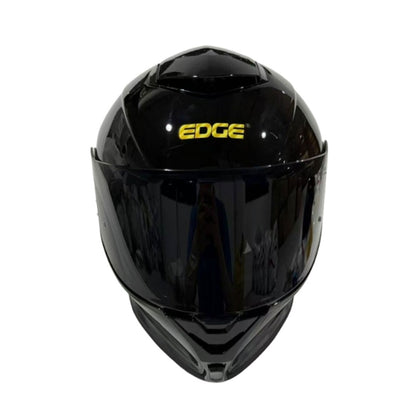 Casco EDGE Integral Shanghai Sólido Negro Logo Dorado Brillante Certificación DOT I ECE
