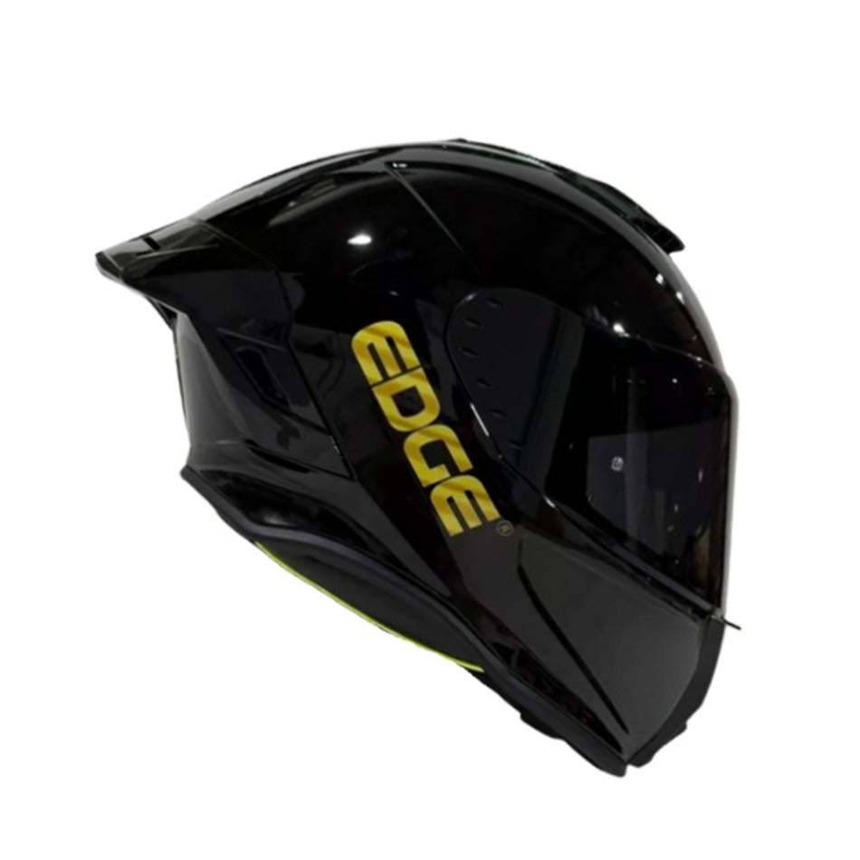 Casco EDGE Integral Shanghai Sólido Negro Logo Dorado Brillante Certificación DOT I ECE
