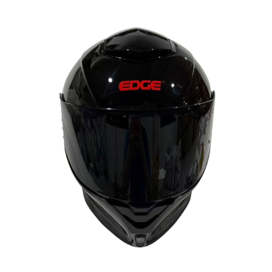 Casco EDGE Integral Shanghai Sólido Negro Logo Rojo Brillante Certificación DOT I ECE