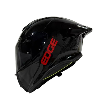 Casco EDGE Integral Shanghai Sólido Negro Logo Rojo Brillante Certificación DOT I ECE