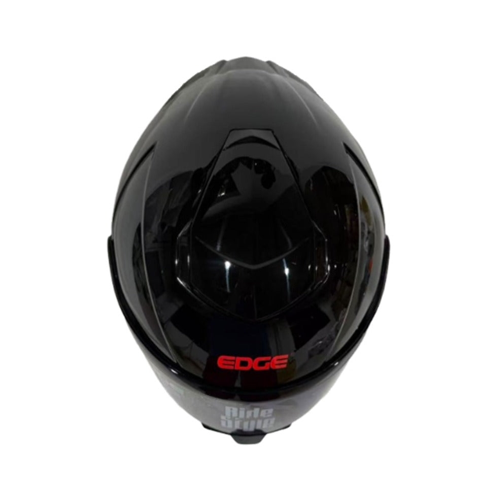 Casco EDGE Integral Shanghai Sólido Negro Logo Rojo Brillante Certificación DOT I ECE
