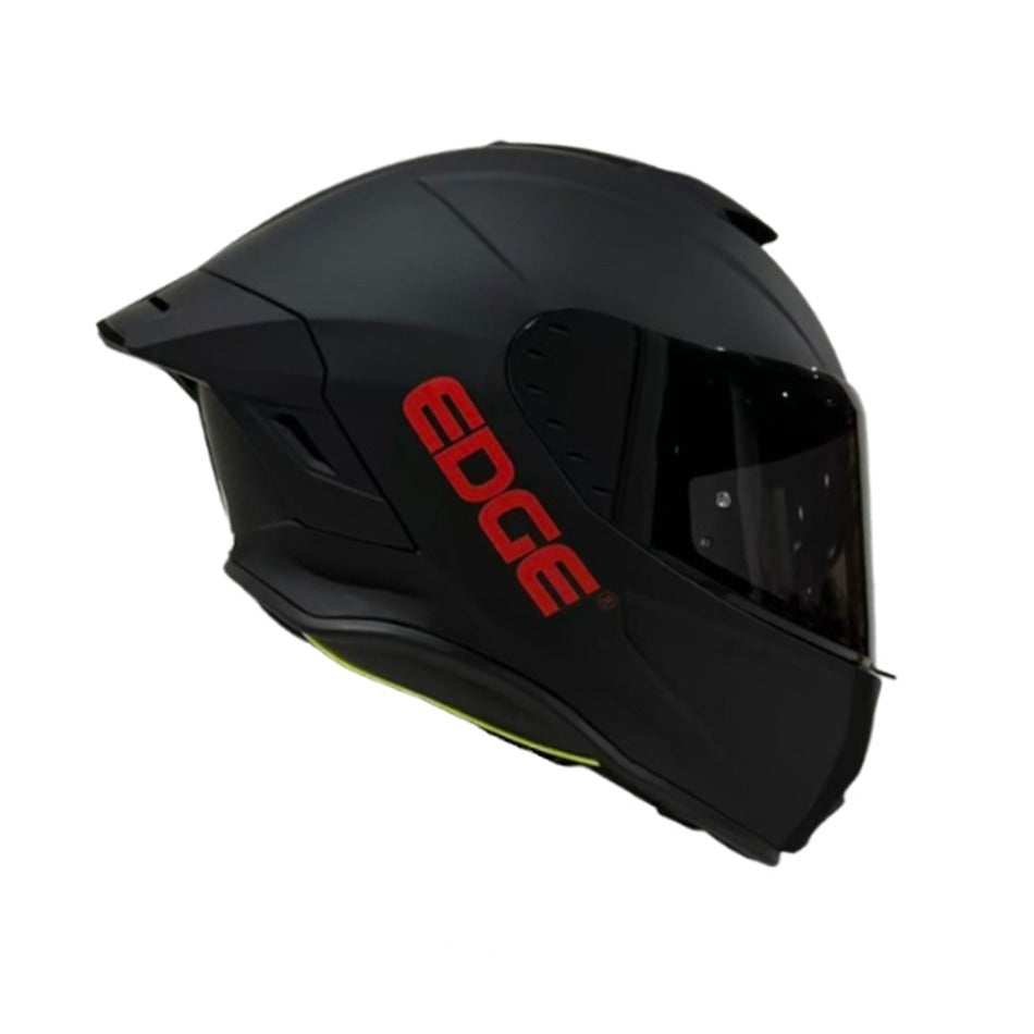 Casco EDGE Integral Shanghai Sólido Negro Logo Rojo Mate Certificación DOT I ECE