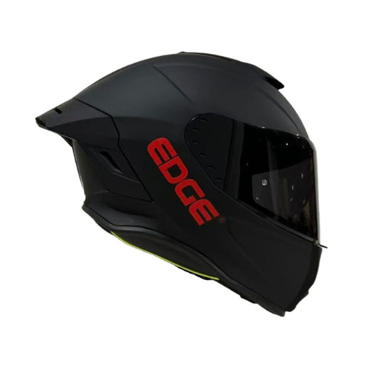 Casco EDGE Integral Shanghai Sólido Negro Logo Rojo Brillante Certificación DOT I ECE