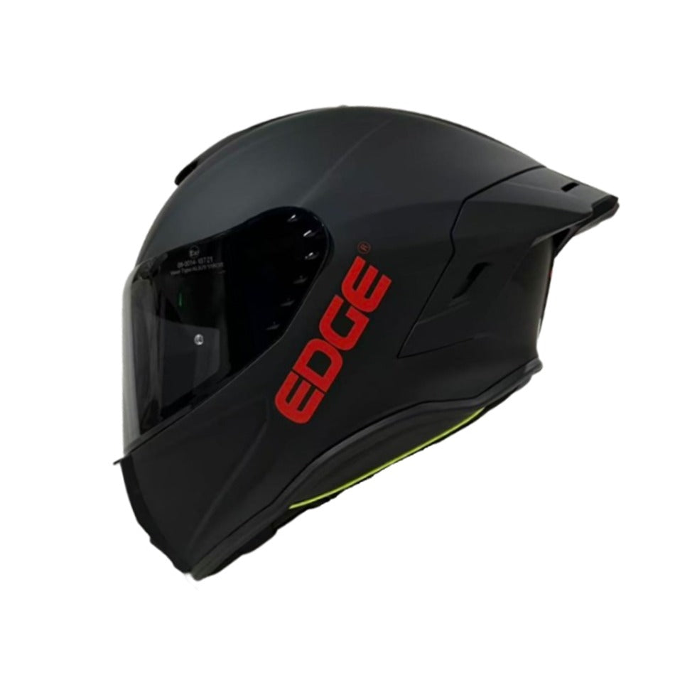 Casco EDGE Integral Shanghai Sólido Negro Logo Rojo Mate Certificación DOT I ECE