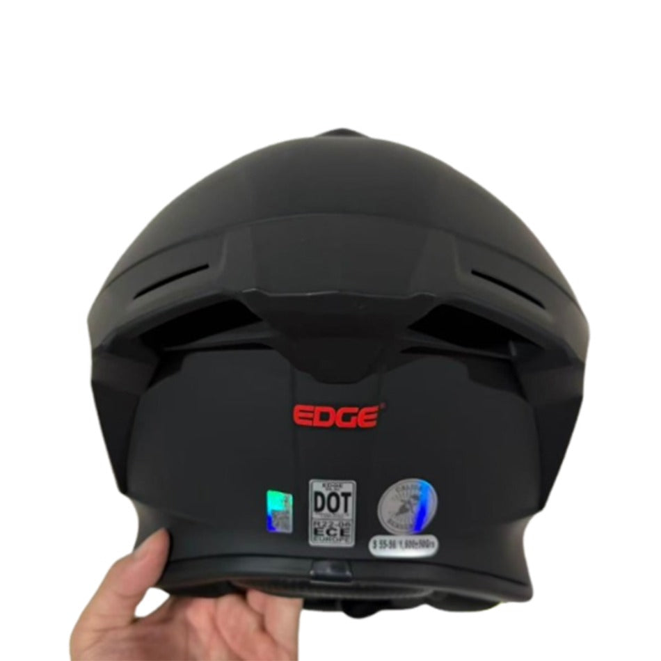 Casco EDGE Integral Shanghai Sólido Negro Logo Rojo Mate Certificación DOT I ECE