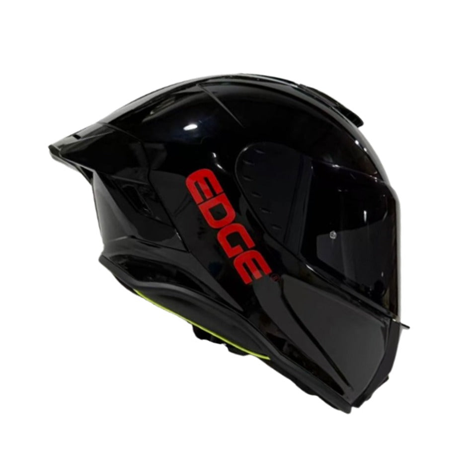 Casco EDGE Integral Shanghai Sólido Negro Logo Rojo Brillante Certificación DOT I ECE